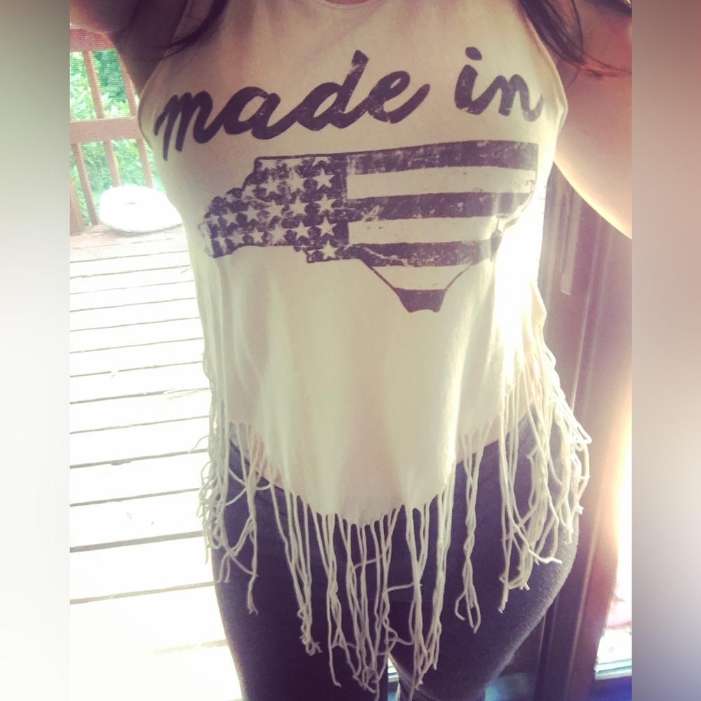 Red Camel fringed crop top
